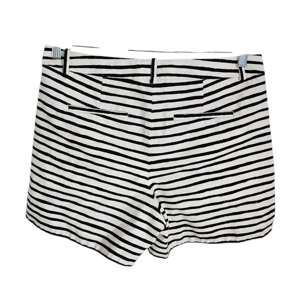 J.Crew Womens Striped‎ Textured Cotton Shorts Navy White Size 10 C4892
